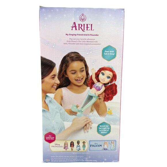 Disney Jakks Singing Ariel Doll With Light-Up Tail & Flounder Purple/Green Color - Picture 2 of 7